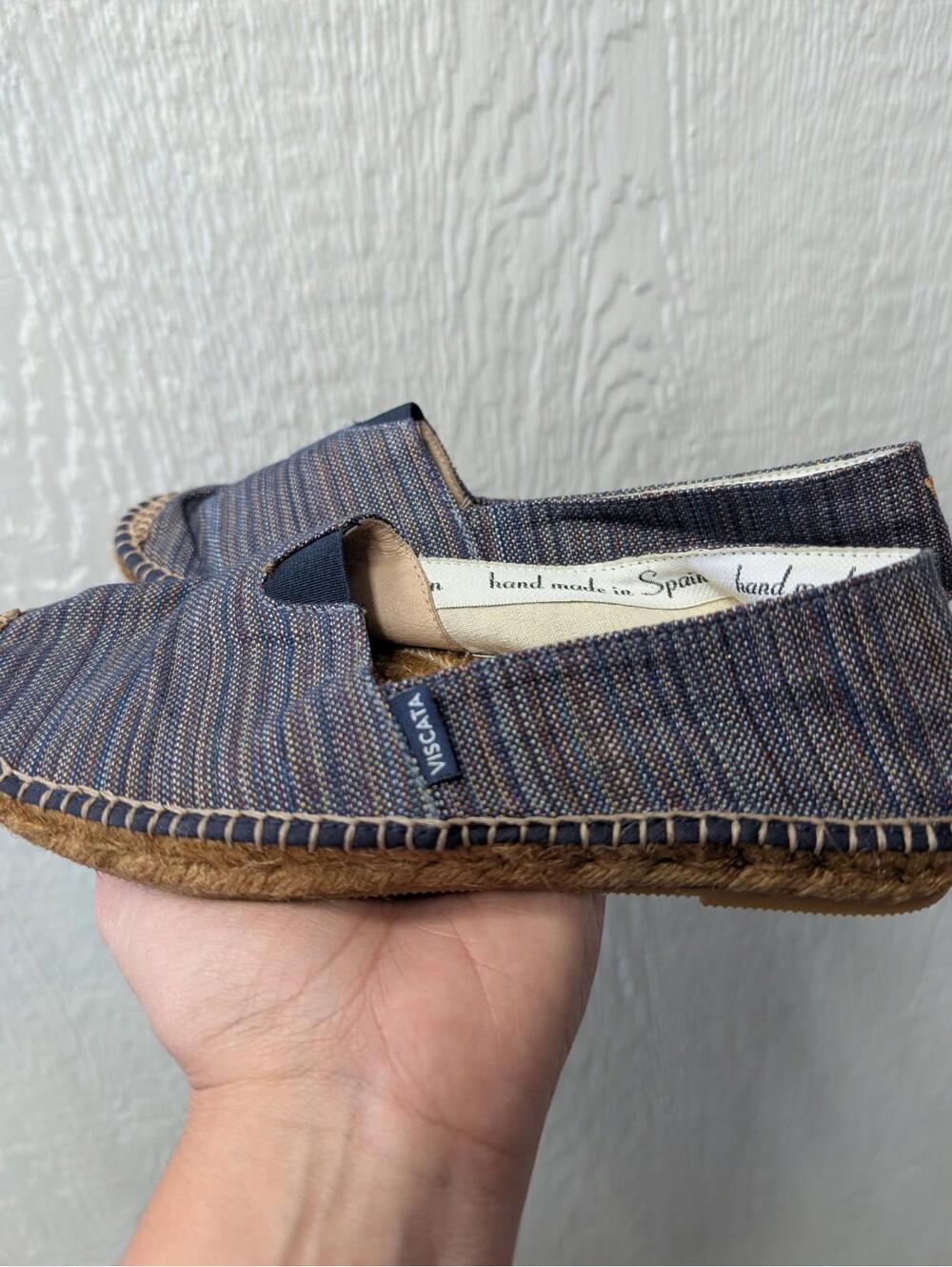 VISCATA Barcelona Blue Striped Canvas Espadrille Flats Summer Size EU 37 US 6.5 - Picture 5 of 8